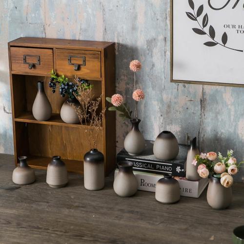 JOJUNO Rustic Bud Vase, Ceramic Small Vase Set of 11, Mini Vases for Fresh and Dried Flowers, Modern Farmhouse Home Decor, Pottery Vases for Living Room, Shelves, Centerpieces for Dining Table