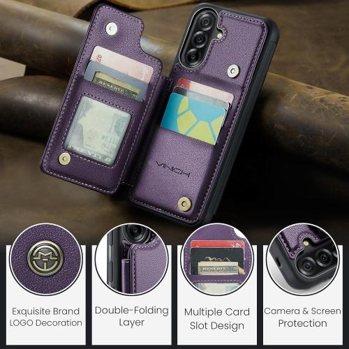 Vinich for Samsung Galaxy A36 Wallet Case with Card Holder, RFID Blocking Credit Slots Kickstand Shockproof Phone Cover for Women Men, Purple