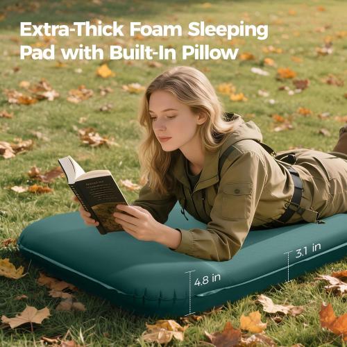 OGERY Self Inflating Sleeping Pad with Electric Pump, 3.15 Ultra-Thick Memory Foam Camping Pad, 4 Season Camping Mattress Pad with Built-in Pillow, Camping Essentials Gear for Tent Travel Car