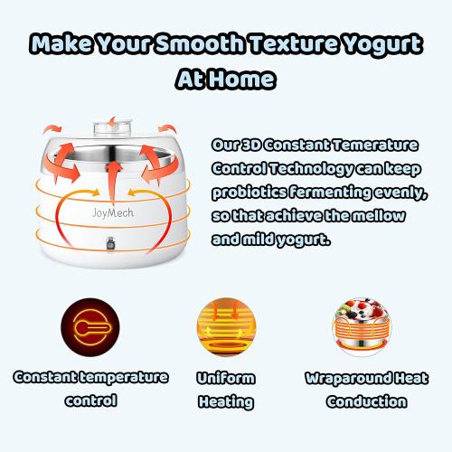 Yogurt Maker, Compact Greek Yogurt Maker Machine with Constant Temperature Control, Stainless Steel Container, 1 Quart for Home Organic Yogurt