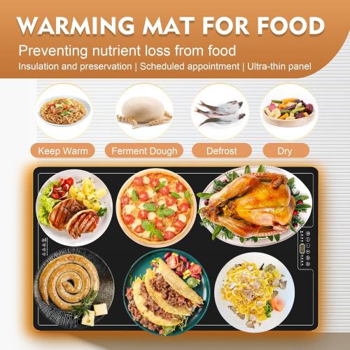 Size 32x18  Large Electric Warming Tray(32x18 inch),Commercial Metal Food Warmer with Thermostat and Full Surface Heating, Food Warming Mat with 8 Temperature Modes for Parties Buffet,Catering Hot Plate