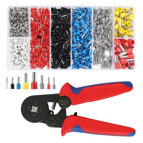 Ferrule Crimp Tool Kit, Wire Ferrule Crimper AWG 23-7 (0.25-10 mm²) with 1200PCS Ferrule Connectors Wire Ends Terminals