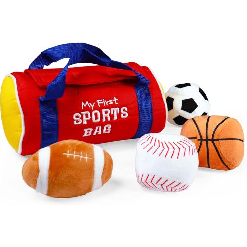 Baby GUND My First Sports Bag Stuffed Plush Playset, Baby Gift Toys for Boys and Girls Ages 1 & Up, 5 Piece, 8
