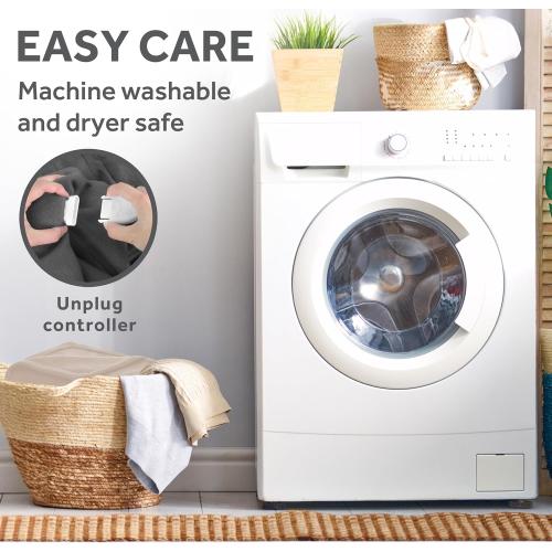 Sunbeam Electric Royal Luxe Microplush Heated Blanket, 12 Heat Settings, 12-Hour Auto Shut-Off, Fast Heating, Warm & Cozy, Machine Washable, Mushroom Color, Twin (84 x 62)