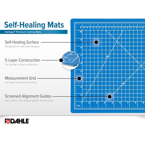 Dahle Vantage 10693 Premium Self-Healing Cutting Mat, 24x36, 1/2 Grid, 5 Layers for Max Healing, Perfect for Crafts & Sewing, Blue