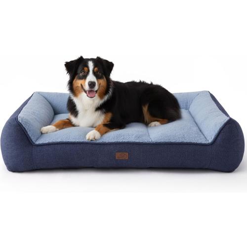 Bedsure XL Pro Orthopedic Dog Beds Large Sized Dog - Extra Thick Supportive Dogs Couch with Waterproof Washable Cover, Extra Large Comfort Pet Bed Sofa with Soft Sherpa and Nonskid Bottom, Blue, 45