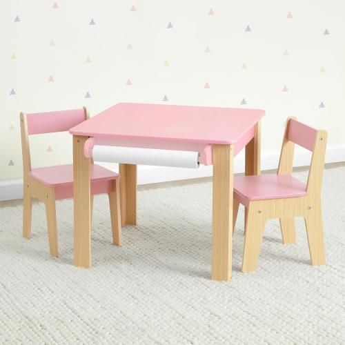 Delta Children - GapKids Table and 2 Chair Set with Paper Roll Holder - Greenguard Gold Certified, Blush Pink