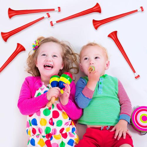 Red 4 Pcs Stadium Horn Vuvuzela Plastic Collapsible Cheering Trumpets for Sporting Events Football Carnival Party Supplies (Red)