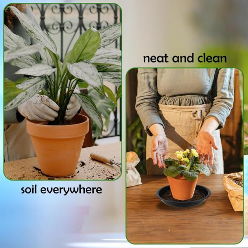 4 Pack 14 Inch Round Plant Saucers for Less 12 Inch Pot Indoors Outdoors Plant Trays for Pots Planter Saucer Plastic Drip Tray Planter Water Tray(Black, 13.8(4pcs))
