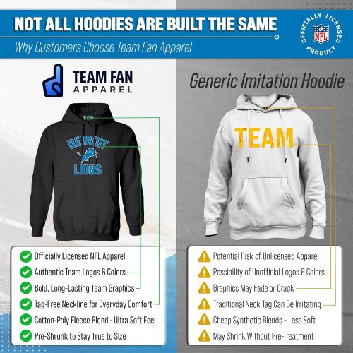 Size Large Color Gray  Team Fan Apparel NFL Adult Gameday Hooded Sweatshirt - Poly Fleece Cotton Blend - Stay Warm and Represent Your Team in Style