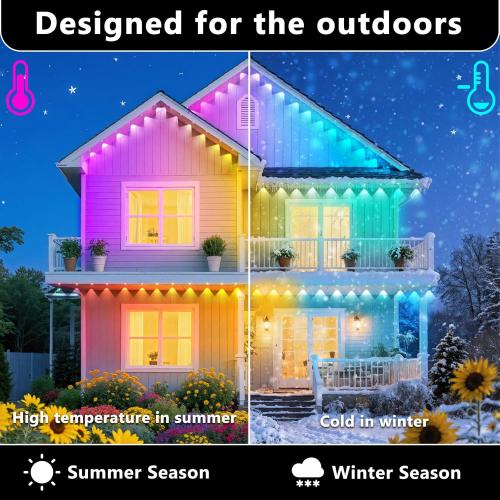 300FT Permanent Outdoor RGB Lights, IP67 Waterproof Smart Eave Lighting, with App/Remote Control Eaves Light, DIY LED Scenes Modes for House Roof Decor,Christmas,Party