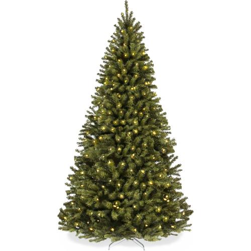 Best Choice Products 9ft Pre-Lit Spruce Artificial Holiday Christmas Tree for Home, Office, Party Decoration w/ 900 Incandescent Lights, 2028 Branch Tips, Easy Assembly, Metal Hinges & Foldable Base
