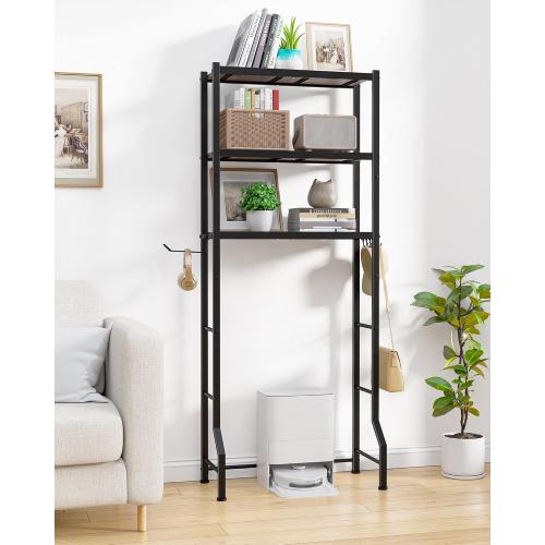 Kitsure Over The Toilet Storage Rack, 3-Tier Metal Frame | Small Bathroom, Space Saving Storage, Heavy Duty Metal Frame, Easy Assembly, Brown & Black, 61H