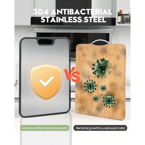 Stainless Steel Cutting Board, Double Sided Cutting Board, Large 16”×11”