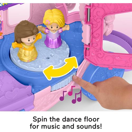 Fisher-Price Little People Toddler Toy Disney Princess Pull-Along Musical Carriage Playset with Figures for Pretend Play Kids Ages 18  Months