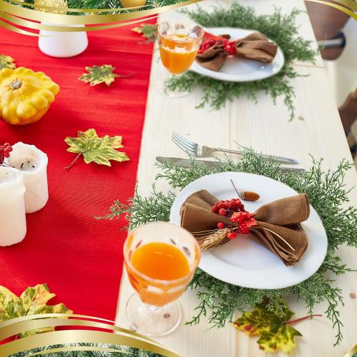 12 Pack Christmas Pine Placemats Bulk 20 Inch Christmas Large Round Artificial Realistic Pine Branches Place Mats for Xmas Dining Table Party Decorations