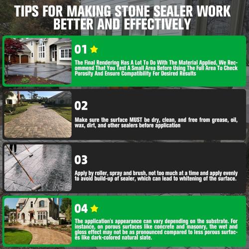 Color Enhance Sealer-1 Gallon, Wet Look Natural Stone Sealer with 2X Gloss Protection, Long-Lasting Color Enhancer Concrete & Paver Sealer for Outdoor & Indoor Floor, Brick, Driveways, Travertine