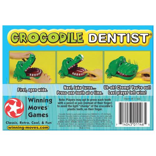 Crocodile Dentist by Winning Moves Games USA, Press Your Luck No Loose Parts Self Contained Game for 1 to 4 Players, Ages 4