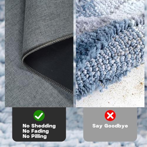 Yancorp 3'x5' Ultra Thin Bathroom Rugs,Low Profile Bath Rug,Rubber mat,Fit Under Door,Non Slip,Machine Washable Shower Rug,Dark Grey