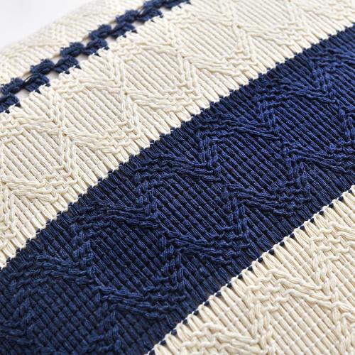 Fancy Homi Set of 2 Navy Blue Decorative Throw Pillow Covers 18x18 Inch for Couch Bed Sofa Living Room Office, Aesthetic Modern Organic Farmhouse Home Decor, Soft Cotton Woven Textured Cushion Case