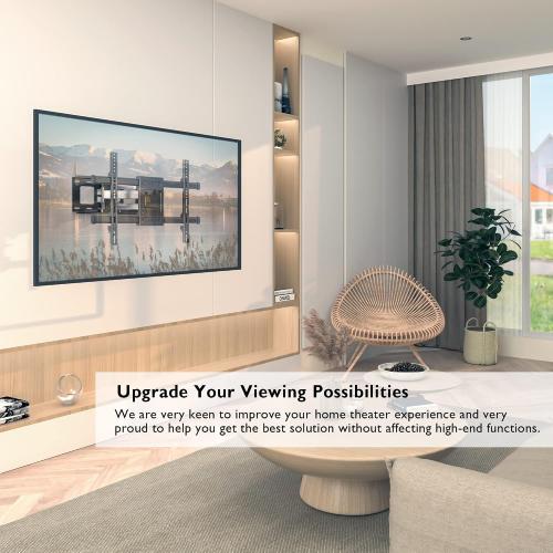 BONTEC Full Motion TV Wall Mount for 37-84 Inch TVs, Hold up to 132lbs, Max VESA 600x400mm, Swivel Tilt Dual Arms, Adjustable Viewing Angle, Fits 16 Wood Studs, Easy Assembly