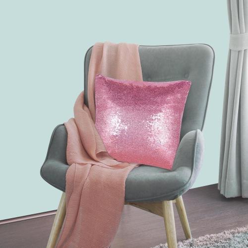 Pink Sequin Pillow Covers Square Glitter Pillow Cases Decorative Sparkling Throw Pillow Covers Cushion Case for Bed Sofa Bedroom Living Room Valentine's Day Wedding Home Decor (18x18,4 Pack)