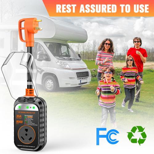 GEARGO RV Surge Protectors 30 Amp RV Circuit Analyzer, Protection, RV Adapter Plug for Camper(Orange)