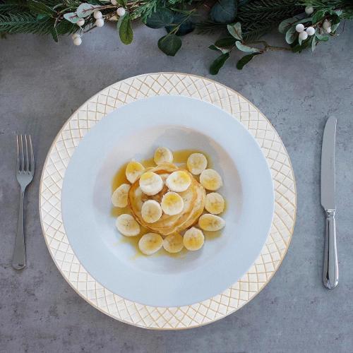 13 Charger Plates Set of 6, Antique Charger Plates Bulk Wedding, Round Dinner Chargers for Party, Birthday (Antique White)