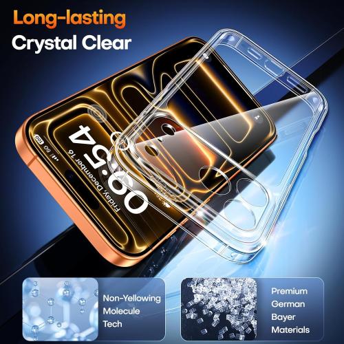 TAURI for iPhone 17 Pro Max Case, Full Camera Protection with Screen Protector, Anti-Yellowing Military-Grade Protection Shockproof Slim Phone Case for iPhone 17 Pro Max Phone Case, Clear