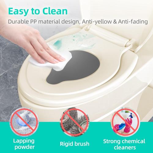 Elongated Toilet Seat with Built-in Potty Training Seat for Toddlers& Adults, Slow Close, Never Loosen, Heavy Duty, Ergonomic, Space Saving Toddler Toilet Seat, (Elongated 18.5, Oval, Bone/Almond)