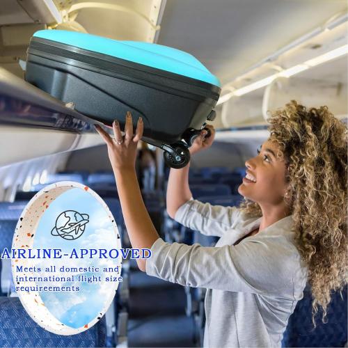 2-in-1 Ride-On Scooter Suitcase,Carry On Hardshell Ride On Suitcase Scooter for Kids Age 4-15, Multifunctional Ride On Lightweight Kids Luggage with Wheels(Size:Blue)