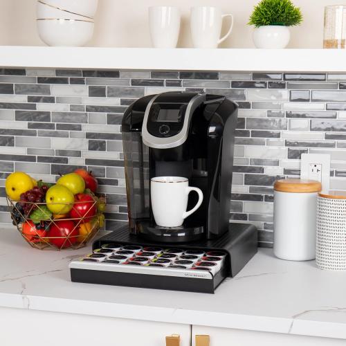 Mind Reader Single Serve Coffee Pod Drawer, 36 Pod Capacity, Countertop Organizer, Breakroom, 12.75L x 13W x 3H, Black