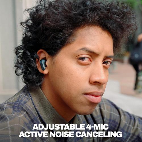 Skullcandy Rail ANC Wireless Earbuds, Bluetooth Headphones, Active Noise Cancelling, Up to 38 Hours Battery, Microphone for iPhone Android, Customizable via Skull-iQ App - True Black