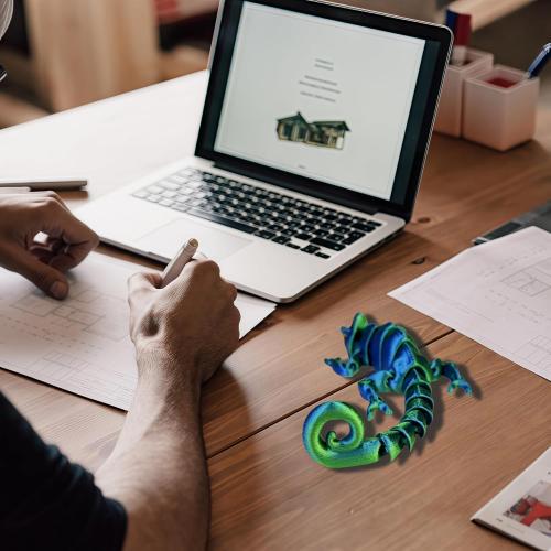 3D Printed Animals - Articulated Chameleon Toys, Flexible Animals Toy Statue,Movable Joints,Fidget Toys, Desk Home Office Decor, Birthday Halloween
