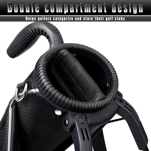 CHAMPKEY Premium Sunday Bag with Stand and Strap - Professional Pitch and Putt Lightweight Golf Bag for The Driving Range, Par 3 and Executive Courses (Black)