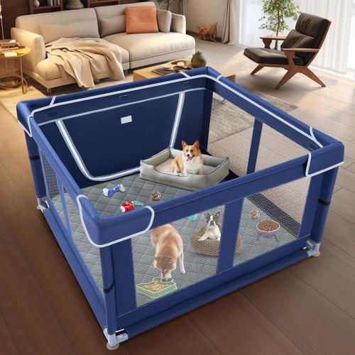 42x42 Inches Puppy Playpen with Dog Pads, Dog Playpen for Puppies or Small Dogs, Pet Playpen for Indoor & Outdoor, Sturdy Safety DogPen with Thickened Fabric, High-Strength Nylon Wire Mesh