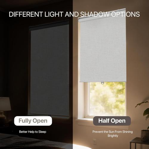 GENIMO 100% Blackout Roller Window Shades, Window Blinds Cordless with Thermal Insulated, UV Protection Fabric, Mini French Door Blinds for Home, Bedroom, Office, Linen White, 23 W X 72 H