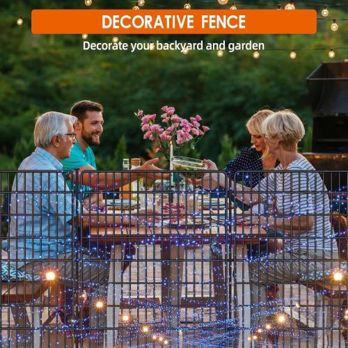 15 Panels No Dig Fence with Gate, 32 in(H) X 36 ft(L) Garden Decorative Fence Animal Barrier for Dogs, Rustproof Metal Garden Edging Border for Outdoor, Yard, Patio, Black