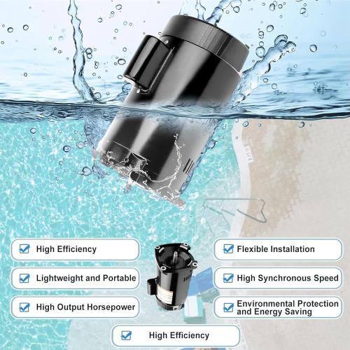 USQ1202 Pool Motor 2 HP, 3450 RPM, 48Y Frame Square Flange Pool Motor Compatible with A.O. Smith Century