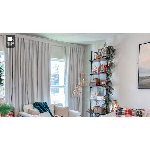 100% Blackout Shield Linen Blackout Curtains for Bedroom 63 Inches Long, Back Tab/Rod Pocket Living Room Drapes, Thermal Insulated Blackout Curtains 2 Panels Set, 50 W x 63 L, Beige