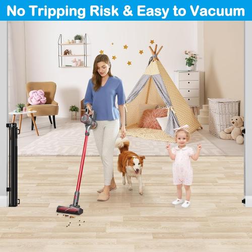 Reinforced 42 Tall X 120 Extra Wide Retractable Baby Gate Extra Long Baby Gates for Large Openings Prevent Kids and Pets from Jumping Over Retractable Pet Gate Reinforced Puppy Gates for Dogs, Black