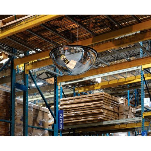 Global Industrial Full Dome Impact-Resistant Acrylic Mirror, Indoor, 18 Diameter, 360-Degree Viewing Angle, Lightweight Ceiling Mount Safety & Security Mirror