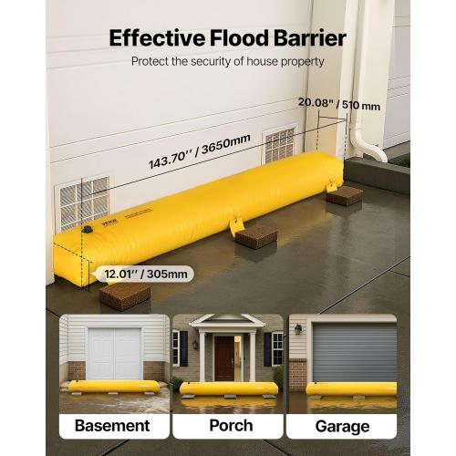 Flood Barrier, Flood Bags, Sandbag Alternative, Water Barrier for Flooding with Great Waterproof Effect, Reusable PVC Water Diversion Tubes, Lightweight Flood Barriers for Home, Door, Garage