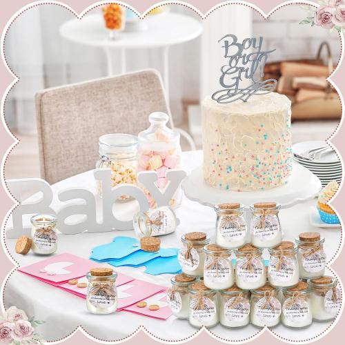 20 Pcs Boho Baby Shower Favors Party Candle Lavender Scented Glass Mason Jar Wax Candle Bulk for Guests Girl Boy Gender Reveal Party Gifts(Khaki)