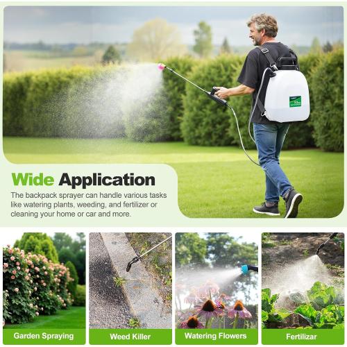 Battery Powered Sprayer 3.2 Gallon, Backpack Sprayer with 3 Adjustable Forces, Battery Indicator, 5 Mist Nozzles, 41 Retractable Wand, USB Rechargeable Garden Sprayer for Weed Lawn Yard