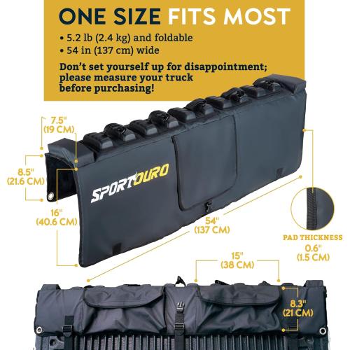 Tailgate Bike Pads for Truck - 5-Bike Rack for Truck Tailgate Pad with PVC Top, Flannel Bottom, Zipper Pockets, Secure Combo Lockable Tailgate Covers for Trucks - Bike Blanket Tailgate by SPORTOURO