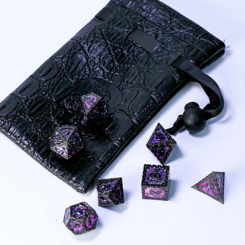 UDIXI Metal DND Dice Set, 7PCS Polyhedral Metal Dice Set D&D Dragon with Gift Box for Role Playing Games and Other Tabletop Game (Purple Sequins)