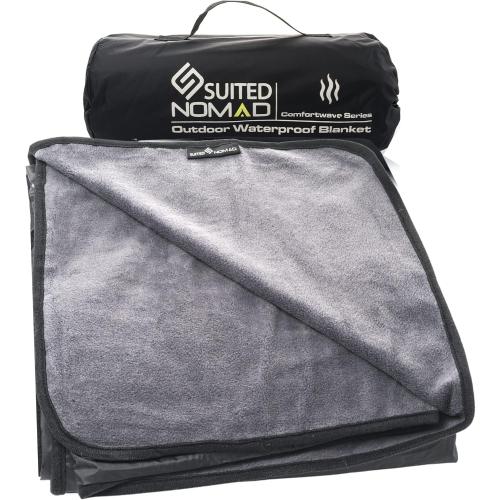 SUITEDNOMAD Large Waterproof Outdoor Stadium Blanket, Windproof and Warm Extra Thick Fleece or Quilted Sherpa, Great for Cold Weather Camping, Picnic, Sports, Festivals