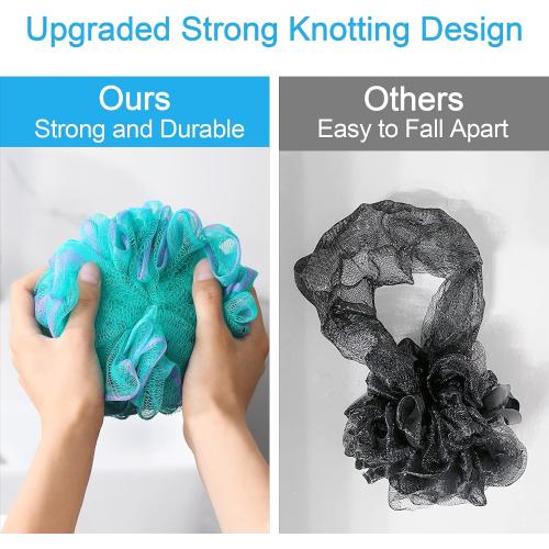 AmazerBath Loofah Sponge 60g/Piece, Exfoliating Bath Sponge Body Scrubber - Loofa Set of 4 Flower Color (Green-Purple)