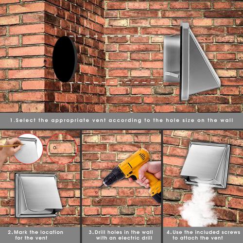 4-Inch External Extractor Wall Vent Cushioned Non Return Flap